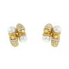 Vintage 1980's earrings in yellow gold,  pearls and diamonds - 00pp thumbnail