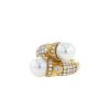 Vintage ring in yellow gold,  diamonds and pearls - 00pp thumbnail