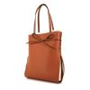 Loewe Ikebana shopping bag in gold leather and beige canvas - 00pp thumbnail