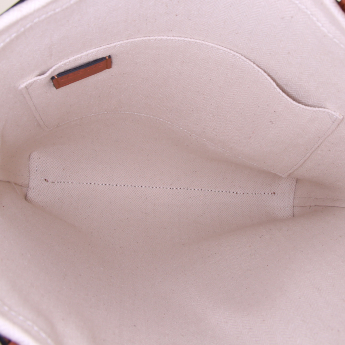 Loewe Ikebana shopping bag in gold leather and beige canvas - Detail D2