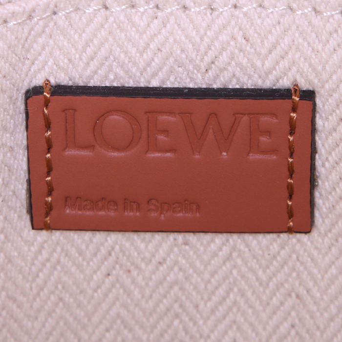 Sac cabas Loewe Ikebana en cuir gold et toile beige - Detail D3