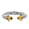 Opening David Yurman Cable Renaissance large model bracelet in silver,  14 carats yellow gold and colored stones - 00pp thumbnail