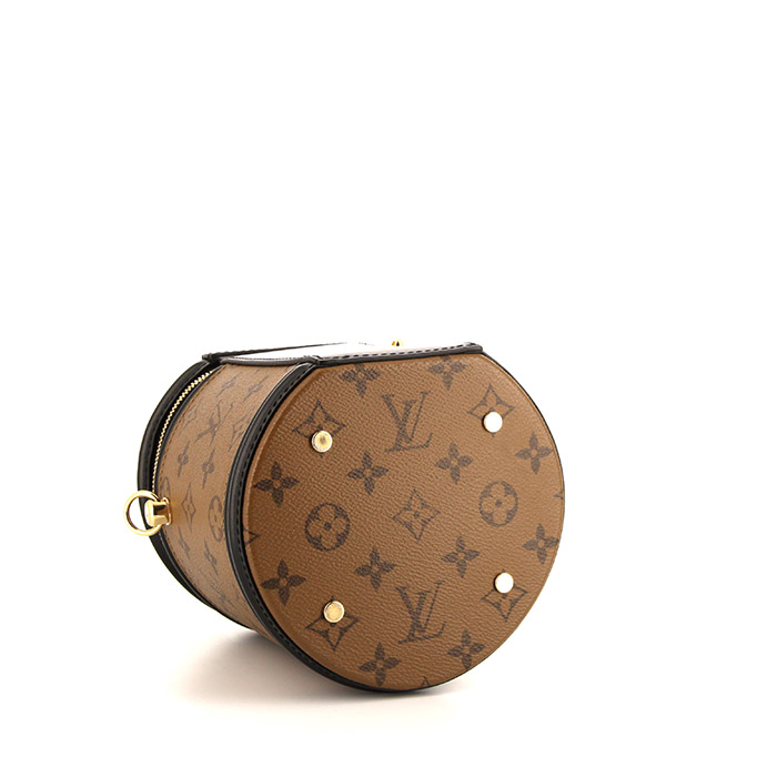 Louis Vuitton Cannes handbag in "Reverso" monogram canvas and black leather - Detail D5