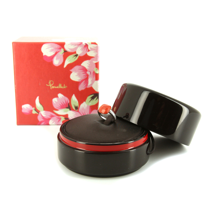 Pomellato Capri large model ring in white gold,  diamonds and coral - Detail D2