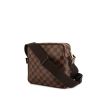 Louis Vuitton Olav shoulder bag in ebene damier canvas and brown - 00pp thumbnail