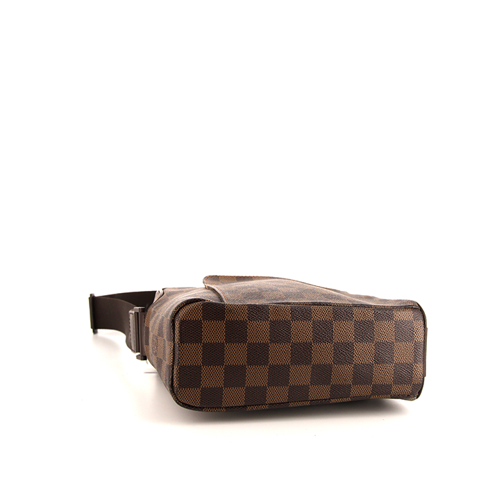 Borsa a tracolla Louis Vuitton Olav in tela a scacchi ebana e pelle lucida marrone - Detail D4