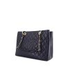 Chanel Shopping GST shopping bag in navy blue quilted grained leather - 00pp thumbnail