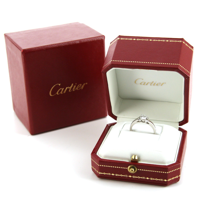 Anello solitario Cartier Ballerine in platino e diamanti - Detail D2