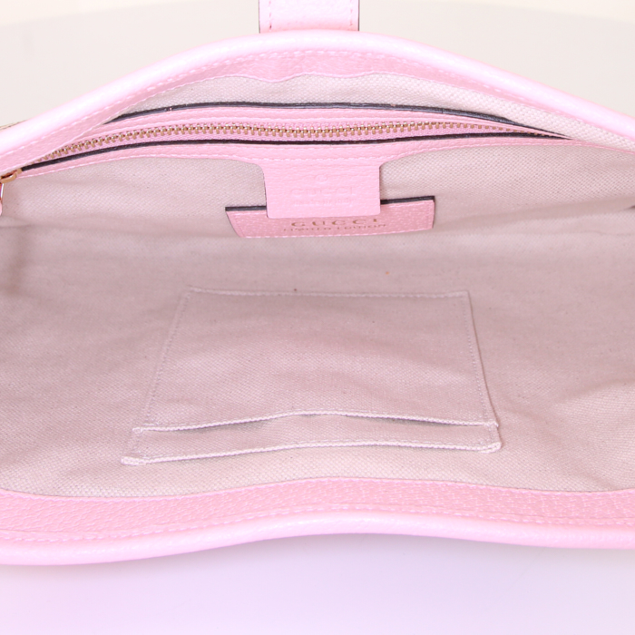 Borsa Gucci Jackie in tela rosa a fiori e pelle rosa - Detail D2