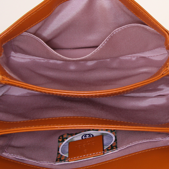 Gucci Zumi shoulder bag in brown logo canvas and brown leather - Detail D2