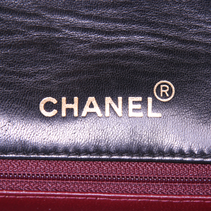 Borsa a tracolla Chanel Vintage in pelle trapuntata a zigzag nera - Detail D3