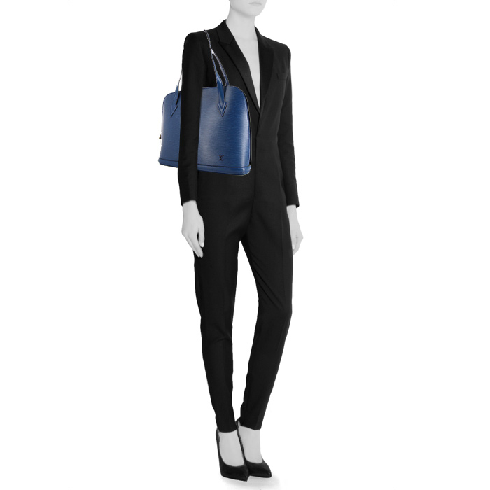 Louis Vuitton Lussac handbag in blue epi leather - Detail D1