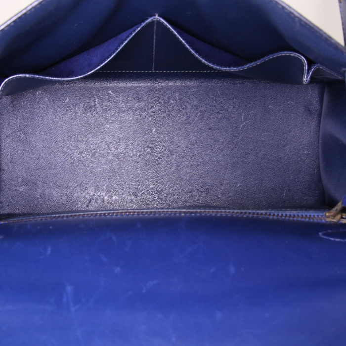 Bolso de mano Hermès Kelly 28 cm en cuero box azul Zafiro - Detail D3
