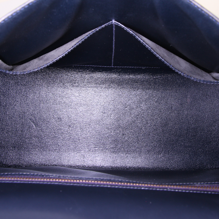 Hermes Kelly 32 cm handbag in navy blue box leather - Detail D3