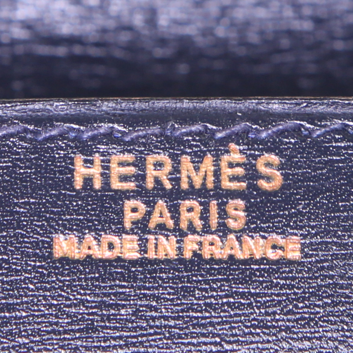 Sac à main Hermes Kelly 32 cm en cuir box bleu-marine - Detail D4