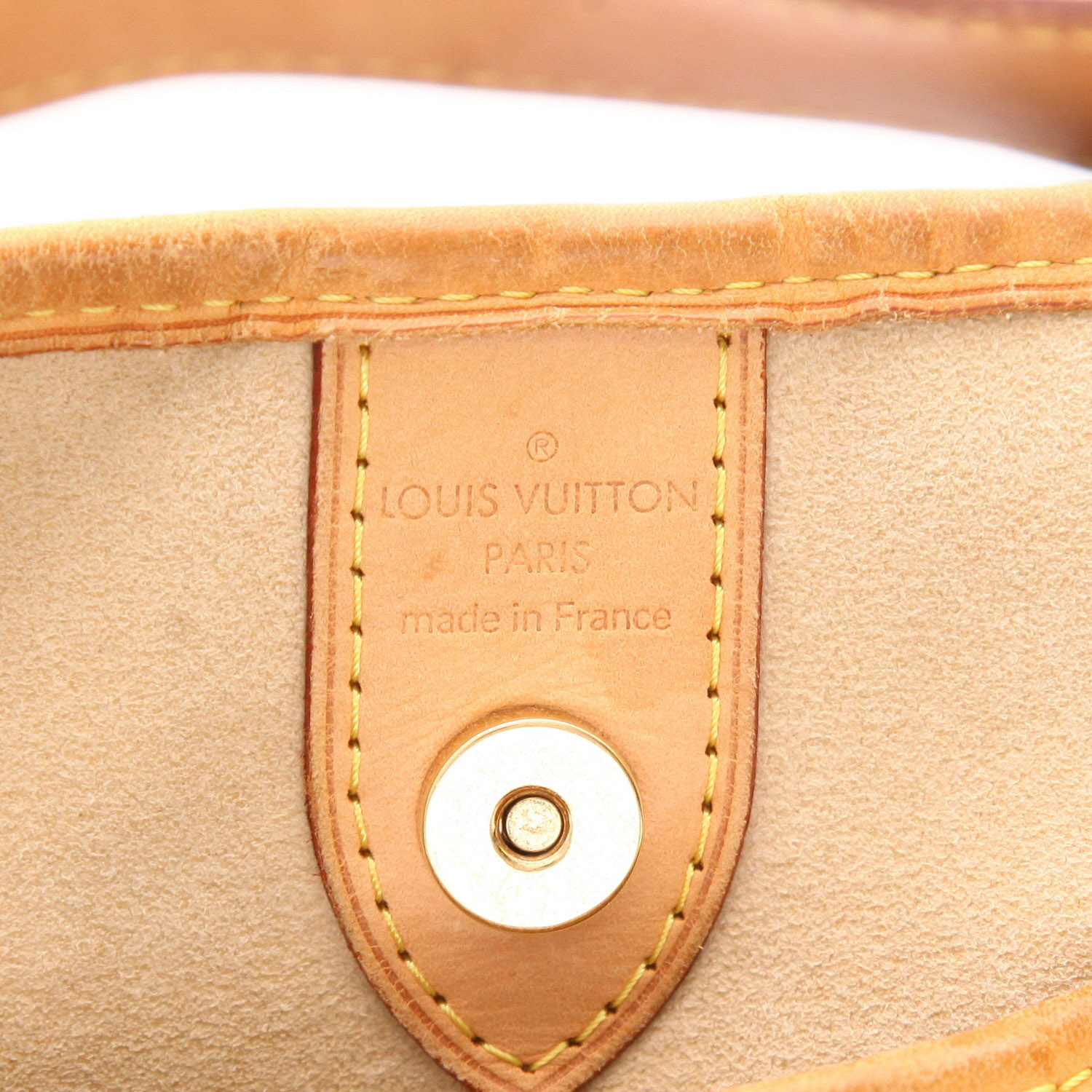 Louis Vuitton  Galliera handbag  in azur damier canvas  and natural leather - Detail D2