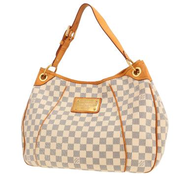 Borsa Louis Vuitton  Galliera in tela a scacchi azzurro e pelle naturale