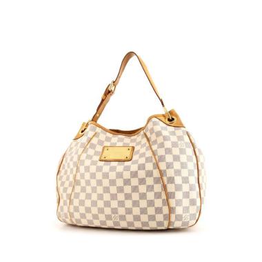 Louis Vuitton  Galliera handbag  in azur damier canvas  and natural leather