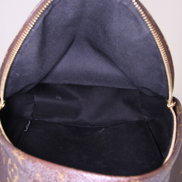 Louis Vuitton  Palm Springs small model  backpack  in brown monogram canvas  and black leather - Detail D2