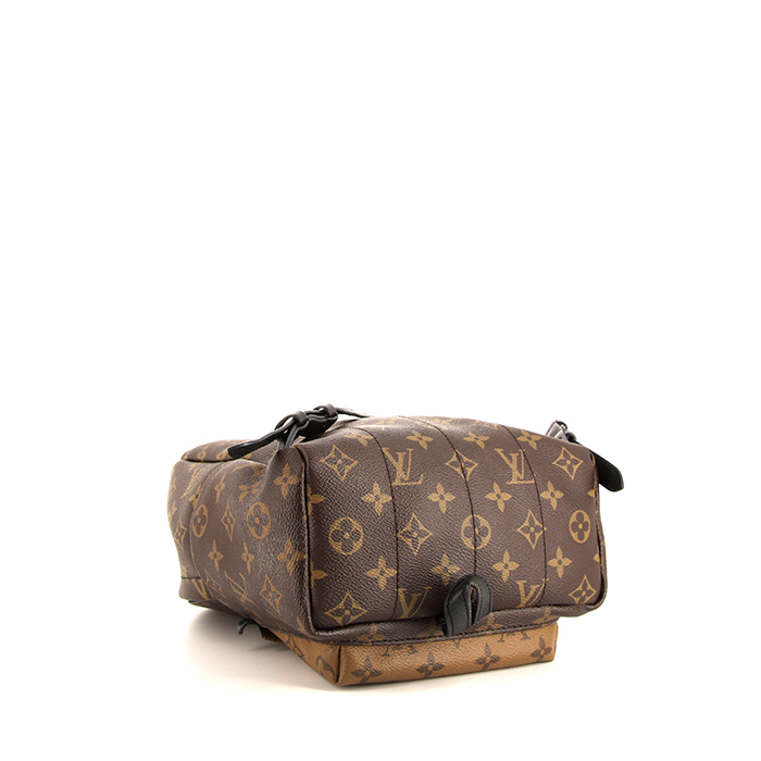 Louis Vuitton  Palm Springs small model  backpack  in brown monogram canvas  and black leather - Detail D4