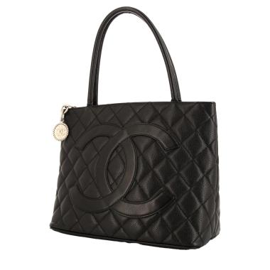 Bolso de mano Chanel Medaillon - Bag en cuero granulado acolchado negro