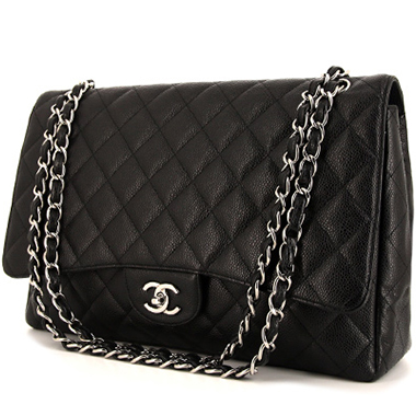Sac à main Chanel  Timeless Maxi Jumbo en cuir grainé matelassé noir