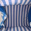 Shopping bag Hermès Cannes in tela blu e bianca a righe - Detail D2 thumbnail