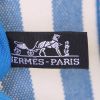 Hermès Cannes shopping bag in blue and white canvas - Detail D3 thumbnail