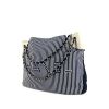 Chanel Cruise Line Canvas handbag in navy blue and white canvas and white leather - 00pp thumbnail