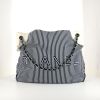 Chanel Cruise Line Canvas handbag in navy blue and white canvas and white leather - 360 thumbnail