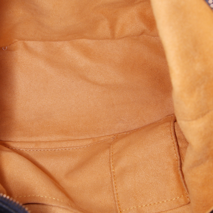 Sac à main Louis Vuitton XS en toile denim monogrammée grise et cuir grainé noir - Detail D2