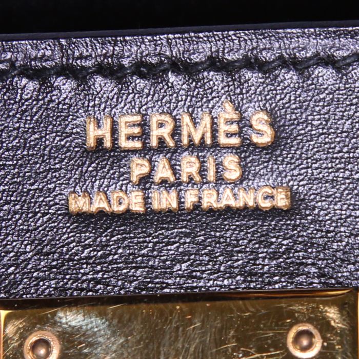 Bolso de mano Hermes Kelly 32 cm en cuero box negro - Detail D4