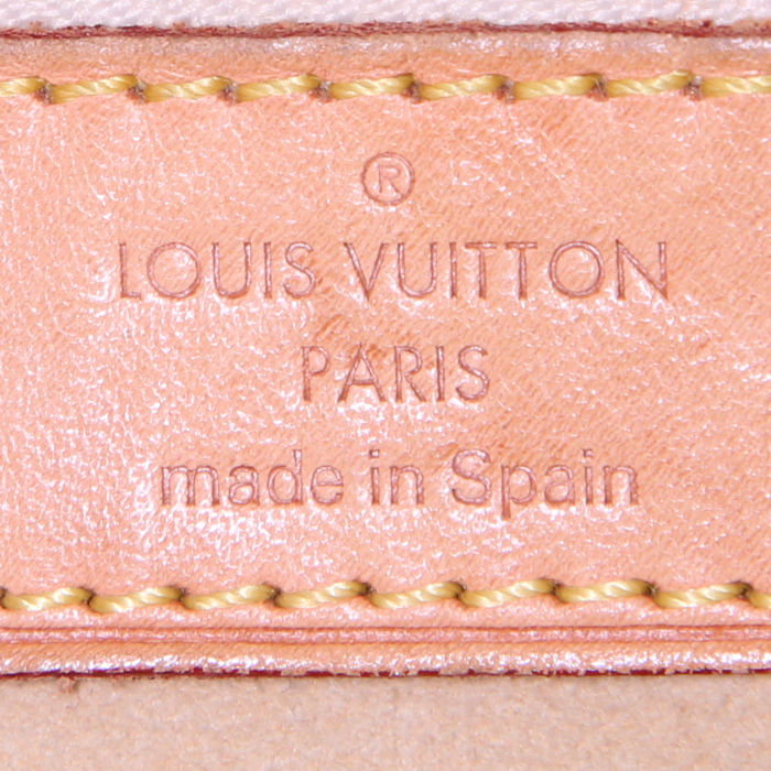 Shopping bag Louis Vuitton  Hampstead in tela a scacchi azzurro e pelle naturale - Detail D3