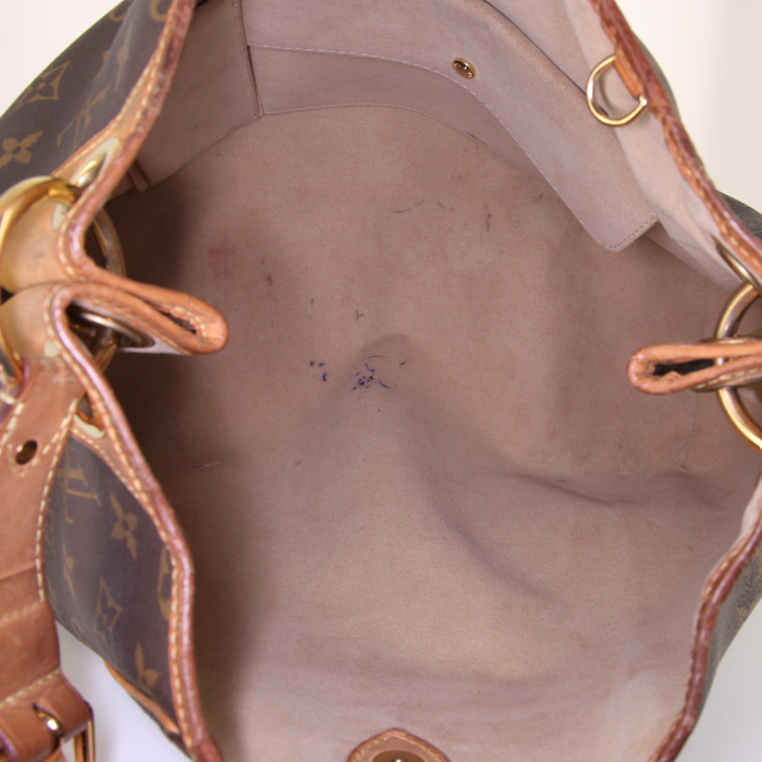 Sac à main Louis Vuitton  Galliera en toile monogram marron et cuir naturel - Detail D2