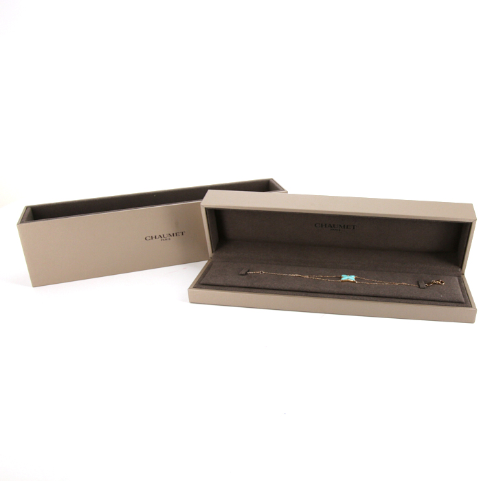 Brazalete Chaumet Jeux de Liens en oro rosa,  turquesa y diamante - Detail D2