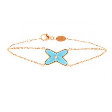 Bracelet Chaumet Jeux de Liens en or rose,  turquoise et diamant