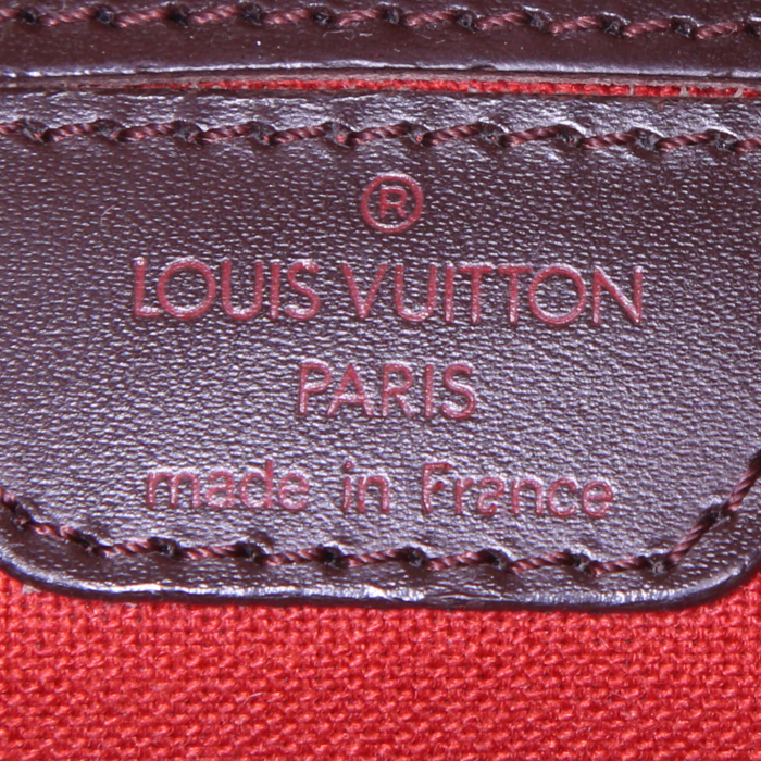 Sac à dos Louis Vuitton Soho en toile damier ébène et cuir marron - Detail D3