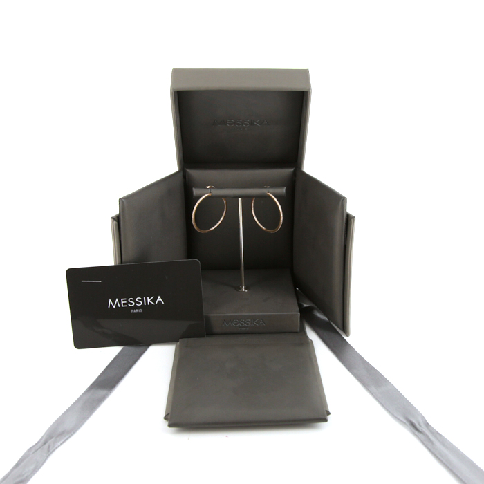 Messika Gatsby size S hoop earrings in pink gold and diamonds - Detail D2