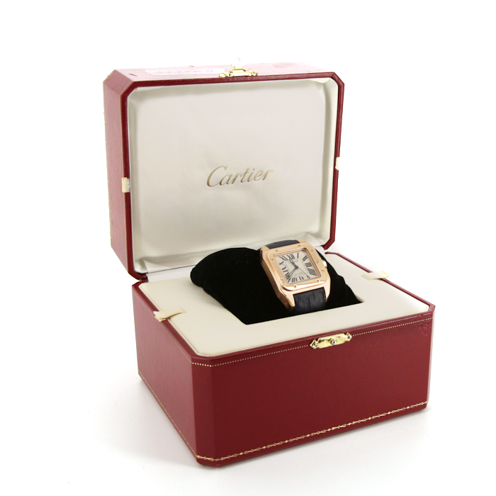 Montre Cartier Santos-100 en or rose Ref :  2879 Vers  2000 - Detail D2