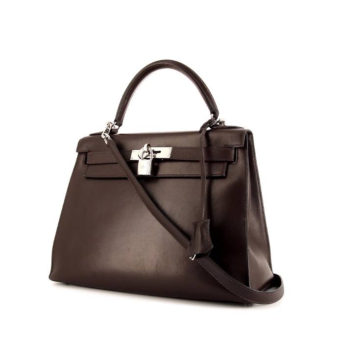 Hermès Kelly 28 cm handbag in brown Swift leather - 00pp