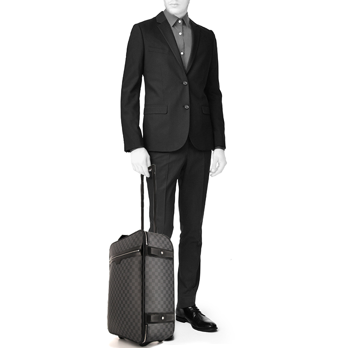 Louis Vuitton  Pegase soft suitcase  damier graphite canvas  and black leather - Detail D1