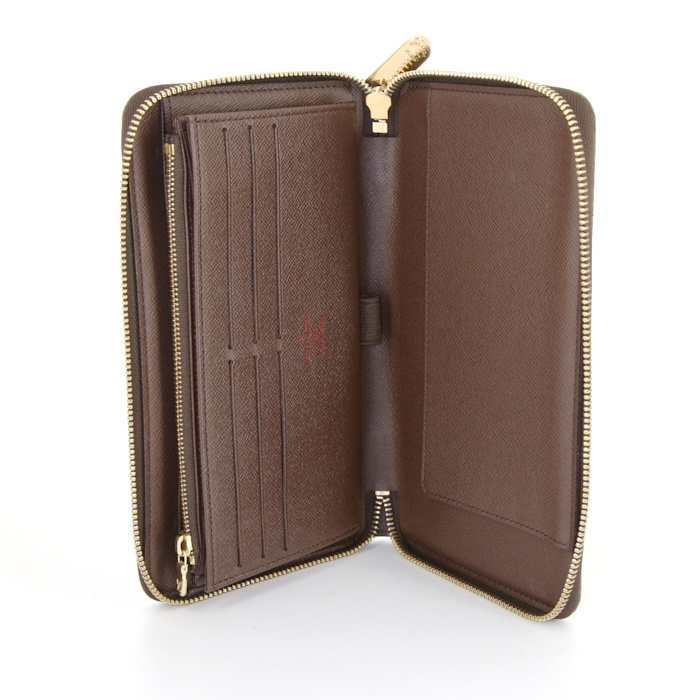 Portefeuille Louis Vuitton Zippy en toile damier ébène - Detail D2