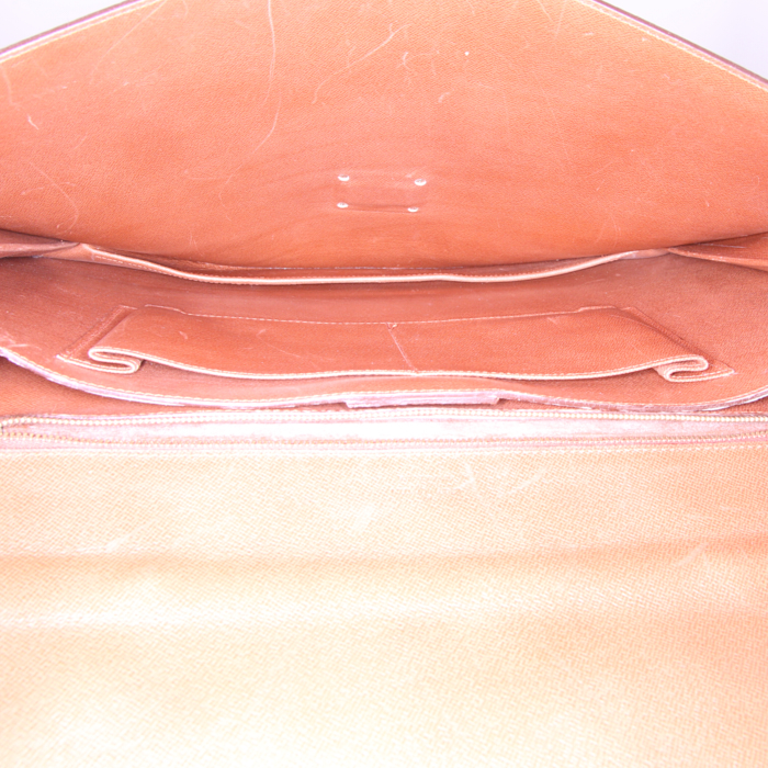 Borsa portadocumenti Louis Vuitton Robusto in tela monogram marrone e pelle naturale - Detail D2