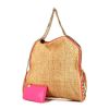 Stella McCartney Falabella handbag in beige raphia and pink canvas - 00pp thumbnail