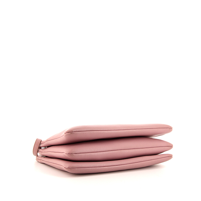 Sac bandoulière Céline Trio grand modèle en cuir rose - Detail D4