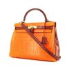 Hermes Kelly 32 cm handbag in orange and burgundy alligator - 00pp thumbnail
