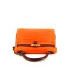 Hermes Kelly 32 cm handbag in orange and burgundy alligator - 360 Front thumbnail