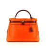 Hermes Kelly 32 cm handbag in orange and burgundy alligator - 360 thumbnail