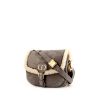 Dior Bobby shoulder bag in grey suede and beige skin-out fur - 00pp thumbnail