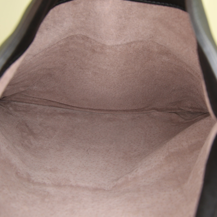 Pochette Bottega Veneta Turnlock in pelle intrecciata nera - Detail D2